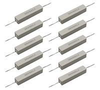 Cement Resistor,10 PCS 20W 10 ohm 5% Axial Lead Wire Resistor White Wound Fixed Ceramic Cement Resistors Wirewound Cement Power Resistors Flame Heat Moisture Resistance Precharge Horizontal Resistors
