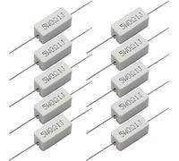 Cement Resistor,10 PCS 5W 0.1 Ohm 5% Axial Lead Wire Resistor White Wound Fixed Ceramic Cement Resistors Wirewound Cement Power Resistors Flame Heat Moisture Resistance Precharge Horizontal Resistors