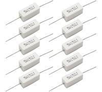 Cement Resistor,10 PCS 5W 15 Ohm 5% Axial Lead Wire Resistor White Wound Fixed Ceramic Cement Resistors Wirewound Cement Power Resistors Flame Heat Moisture Resistance Precharge Horizontal Resistors