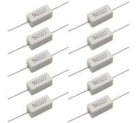 Cement Resistor,10 PCS 5W 2.2 Ohm 5% Axial Lead Wire Resistor White Wound Fixed Ceramic Cement Resistors Wirewound Cement Power Resistors Flame Heat Moisture Resistance Precharge Horizontal Resistors