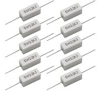 Cement Resistor,10 PCS 5W 2.2K Ohm 5% Axial Lead Wire Resistor White Wound Fixed Ceramic Cement Resistors Wirewound Cement Power Resistors Flame Heat Moisture Resistance Precharge Horizontal Resistors