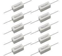 Cement Resistor,10 PCS 5W 2.5 Ohm 5% Axial Lead Wire Resistor White Wound Fixed Ceramic Cement Resistors Wirewound Cement Power Resistors Flame Heat Moisture Resistance Precharge Horizontal Resistors