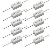Cement Resistor,10 PCS 5W 2.7 Ohm 5% Axial Lead Wire Resistor White Wound Fixed Ceramic Cement Resistors Wirewound Cement Power Resistors Flame Heat Moisture Resistance Precharge Horizontal Resistors