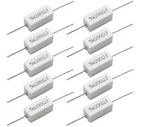 Cement Resistor,10 PCS 5W 200 Ohm 5% Axial Lead Wire Resistor White Wound Fixed Ceramic Cement Resistors Wirewound Cement Power Resistors Flame Heat Moisture Resistance Precharge Horizontal Resistors