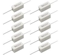 Cement Resistor,10 PCS 5W 22 Ohm 5% Axial Lead Wire Resistor White Wound Fixed Ceramic Cement Resistors Wirewound Cement Power Resistors Flame Heat Moisture Resistance Precharge Horizontal Resistors