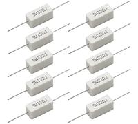 Cement Resistor,10 PCS 5W 33 Ohm 5% Axial Lead Wire Resistor White Wound Fixed Ceramic Cement Resistors Wirewound Cement Power Resistors Flame Heat Moisture Resistance Precharge Horizontal Resistors