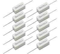 Cement Resistor,10 PCS 5W 39 Ohm 5% Axial Lead Wire Resistor White Wound Fixed Ceramic Cement Resistors Wirewound Cement Power Resistors Flame Heat Moisture Resistance Precharge Horizontal Resistors