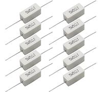 Cement Resistor,10 PCS 5W 5 Ohm 5% Axial Lead Wire Resistor White Wound Fixed Ceramic Cement Resistors Wirewound Cement Power Resistors Flame Heat Moisture Resistance Precharge Horizontal Resistors