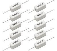 Cement Resistor,10 PCS 5W 50 Ohm 5% Axial Lead Wire Resistor White Wound Fixed Ceramic Cement Resistors Wirewound Cement Power Resistors Flame Heat Moisture Resistance Precharge Horizontal Resistors