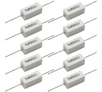 Cement Resistor,10 PCS 5W 500 Ohm 5% Axial Lead Wire Resistor White Wound Fixed Ceramic Cement Resistors Wirewound Cement Power Resistors Flame Heat Moisture Resistance Precharge Horizontal Resistors