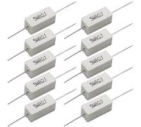 Cement Resistor,10 PCS 5W 8 Ohm 5% Axial Lead Wire Resistor White Wound Fixed Ceramic Cement Resistors Wirewound Cement Power Resistors Flame Heat Moisture Resistance Precharge Horizontal Resistors