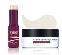 Cementere Calcium Volume Multi Balm+Collagen Calcium Volume Eye Patches,Under Eye Gel Patches for Puffy Eyes Dark Circles,Calcium Multi Balm Stick for Glowing Skin,Anti Aging Korean Skincare Set