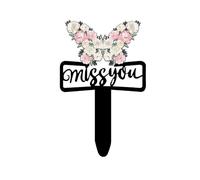 Cemetery Decorations for Grave Butterfly and Flower Cemetery Grave Plaque Stake Miss You Grave Decoration Metal Memorial Sympathy Cemetery Garden Stake for Outdoors Yard Garden