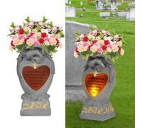 Cemetery Decorations for Grave,Cemetery vases for Grave,Decoration for Graves, Garden Angel,Cemetery vase with led,Family Garden Memorial Statue Funeral Gift, Angels Solar Lights,Crying Angel (Gray)