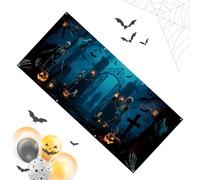 Cemetery Door Banner - Halloween Fabric Wall Cover, Haunted Garage Decoration | Large 13×6ft Spooky Scene with Scary Graphic, Outdoor Wall Background for Cemetery