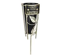 Cemetery Grave Vase with Metal Spike - In Loving Memory of a Dear SISTER plaque. Includes black plastic insert vase