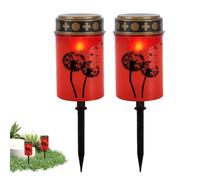 Cemetery Lamp - LED Grave Lights - Memorial Lighting - Decorative Tea Light Set of 2, Water Resistant LED Ground Lights for Garden Cemetery Pathway Backyard Home Par, Party Decorations