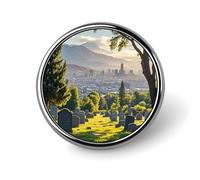 Cemetery Outside The City Round Badge Personalized Metal Lapel Pin Badges Fit Clothing Bags Hat Humorous Printed Brooch Badge Party Decorations Accessories for Men Women