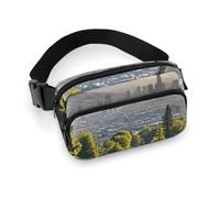 Cemetery Outside The City Waist Bag Fashion Fanny Bag with Adjustable Strap for Outdoor Workout Cycling Unisex, white, 20x13cm, Waist Bag