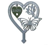 Cemetery tombstone decoration outdoor memorial plaque mourning mother's grave metal rod garden decoration marking mother memorial giving heart-shaped love heart-shaped decoration(GRANDMA)