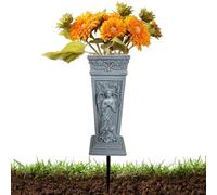 Cemetery Vase - Angel Statue Resin Memorial Flower Holder, Decorative All-Weather Grave Ornament | Outdoor Cemetery Decoration, Thoughtful Sympathy Gift, Secure Vase for Fresh or Artificial Bouquets