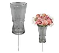 Cemetery Vase for Grave Decorations with Metal Spike, Grass Vase for Memorial Markers, Graveside Decor Sign for Outdoor Yard Lawn