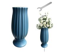 Cemetery Vase for Grave Decorations with Metal Spike Headstones Flower Holder (Blue)