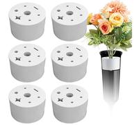 Cemetery Vase Inserts 6Pcs 7 Holes Round Plastic Cemetery Flower Holder Reusable 2.2x1.4in Grave Flower Holder for Keeping Bouquets in Place