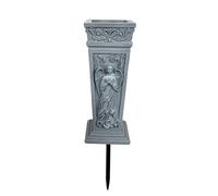 Cemetery Vase - Resin Angel Carving All Weather Memorial Holder, Anti Tip Grave Flower Container, Elegant Outdoor Remembrance, Graveyard Accessory for Mom, Dad and Relatives, 9.5x9.5x38.5cm