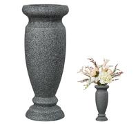 Cemetery Vase, Resin Grave Vase Flowers Holders for Home Tabletop, Artificial or Fresh Flowers, Cemetery Grave Headstone Decorations (1pc, Grey), Flower is not included, No Draining Hole
