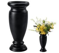 Cemetery Vase, Resin Grave Vase Flowers Holders for Home Tabletop, Artificial or Fresh Flowers, Cemetery Grave Headstone Decorations (1pc, Black), Flower is not included, No Draining Hole