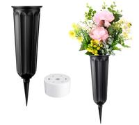 Cemetery Vase with Spike -Headstones Flower Holder with Drainage Hole for Artificial Flowers- Grave Decorations Memorials Sympathy for Loss of Loved Ones - Graveside Memorial Grave Spiked Flower Vase