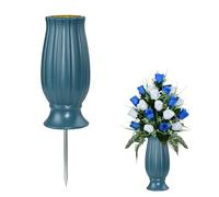 Cemetery Vase with Stakes,Fake Flowers Floral Holder Plastic Vase with Metal Spikes,Draining Holes for Indoor,Garden,Yard, Memorial Grave,Headstone Decor (1)