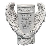 Cemetery Vases for Grave, Angel Wing Vases with Spike Resin Cemetery Decorations Waterproof Garden Statues Memorial Funeral for Loss of Loved One Christmas Decor