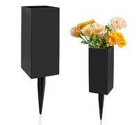 Cemetery Vases for Grave, Metal Cemetery Grave Flower Vase with Stake, Grave Cemetery Decorations for Relatives Family Friend, Metal Memorial Grave Markers, Graveside Decor Sign for Grave Outdoor Yard