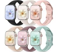 CeMiKa 6 Pack Sport Straps Compatible with Apple Watch Strap 40mm 41mm 38mm 42mm(Series 11) - Silicone Sport Replacement Band for iWatch SE Series 11 10 9 8 7 6 5 4 3 SE3, Women Men