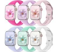 CeMiKa 6 Pack Sport Straps Compatible with Apple Watch Strap 44mm 46mm 45mm 42mm 49mm, Upgraded Silicone Replacement Bands for iWatch Ultra 3 2 Ultra Series 11 10 9 8 7 6 5 4 3 SE, Women Men