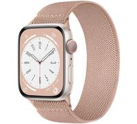 CeMiKa Compatible with Apple Watch Straps 38mm 40mm 41mm 42mm Women Men,Nylon Braided Stretchy Elastic Sport Solo Loop Replacement Band for iWatch Series 11 10 9 8 7 6 5 4 SE Ultra 3 2 1,NudePink-L