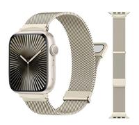 CeMiKa Metal Strap Compatible with Apple Watch Straps 45mm 44mm 42mm 49mm 46mm, Double Magnetic Stainless Steel Replacement Band for iWatch Ultra Ultra 2 Series 10 9 8 7 6 5 4 3 SE SE2, Champagne Gold