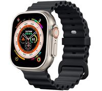CeMiKa Ocean Straps Compatible with Apple Watch Strap 49mm 45mm 44mm 42mm 46mm, Upgraded Soft Silicone Loop Wristband with Buckle Designed for iWatch Ultra 2 Ultra Series 10 9 8 7 6 5 4 3 2 1, Black