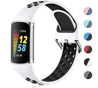 CeMiKa Sport Silicone Strap Compatible with Fitbit Charge 5/6, Waterproof Soft Adjustable Breathable Bands, Small/Large