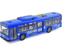 Cemirk Bus Toy for Boys and Girls - with Lights and Sounds, Realistic Tires, Simulated Functional Doors, Friction-Powered Movement, (Blue)