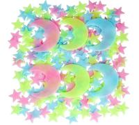 CEMIRK Glow in The Dark Stars and Moons for Kids Bedroom - 200 Glow Stars Ceiling Stickers & 6 3D Moons - Wall & Ceiling Room Decor for Boys and Girls
