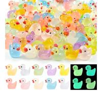 Cemobile 120pcs Luminous Mini Resin Ducks, Colorful Tiny Small Little Plastic Ducks to Hide Glow in The Dark Miniature Ornament for Dollhouse Micro Landscape Decor Aquarium Decorations Party Supplies