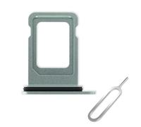 Cemobile SIM Card Tray Slot Holder Replacement for iPhone 15 & iPhone 15 Plus (Single SIM Version) with Waterproof Rubber Seal Ring & Open Eject Pin (Green)