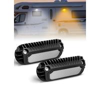 CEMOFE 12V LED Caravan Light Campervan Awning Lights 12V Campervan Lights Exterior 6500K White & 3000K Yellow 800LM IP68 Waterproof for Boat RVs Camper Van 2pcs