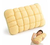 Cemssitu Cooling Marshmallow Puff Pillow for Adults, Quilted Cool Touch Bed Cushion, Soft Cloud-Like Fluffy Support for Sleeping, Side and Back Sleepers (Yellow)