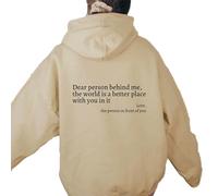 Cemssitu Dear Person Behind Me Hoodie, Sweatshirt for Women - You Are Enough (Beige, S)