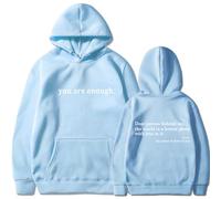 Cemssitu Dear Person Behind Me Hoodie, Sweatshirt for Women - You Are Enough (Blue, M)