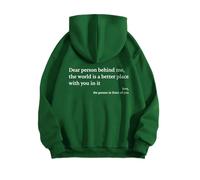 Cemssitu Dear Person Behind Me Hoodie, Sweatshirt for Women - You Are Enough (Green, 4XL)